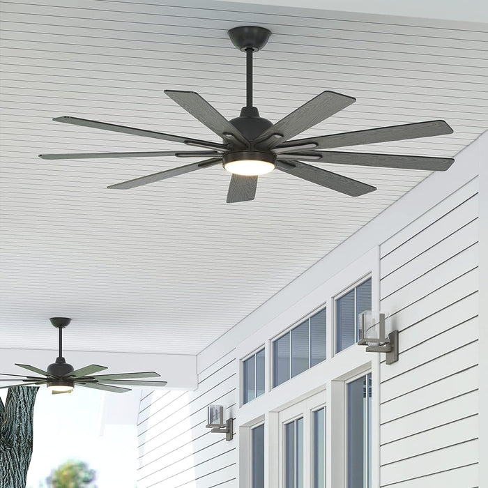 62 in. Silent Reversible DC Ceiling Fan, Remote Control Ceiling Fan with Light, Black 9 Blades Dimmable LED Ceiling Fan Light-9-ErisView