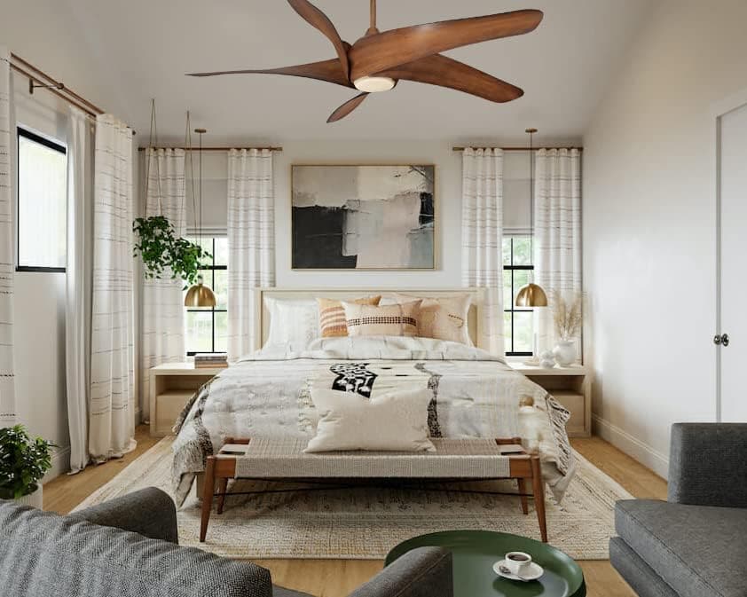 62 in. Unique Ceiling Fans with Lights, Unusual Ceiling Fans In Distressed Koa Finish-6-ErisView