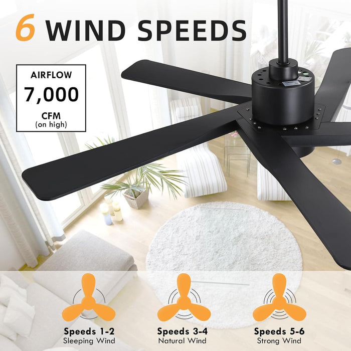 64 in. 5 Blade Remote Control Fan with Light, Nice Ceiling Fans, LED Ceiling Fan for Kitchen Bedroom Living Room, Matte Black Brass Ceiling Fan-16-ErisView
