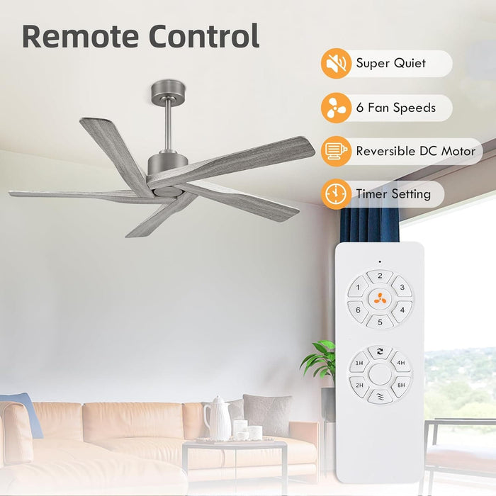 64 in. 5 Blade Remote Control Fan with Light, Nice Ceiling Fans, LED Ceiling Fan for Kitchen Bedroom Living Room, Matte Black Brass Ceiling Fan-18-ErisView