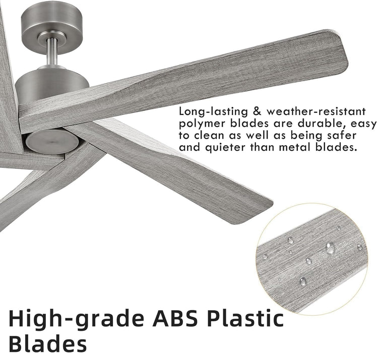 64 in. 5 Blade Remote Control Fan with Light, Nice Ceiling Fans, LED Ceiling Fan for Kitchen Bedroom Living Room, Matte Black Brass Ceiling Fan-23-ErisView
