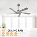 64 in. 5 Blade Remote Control Fan with Light, Nice Ceiling Fans, LED Ceiling Fan for Kitchen Bedroom Living Room, Matte Black Brass Ceiling Fan-24-ErisView