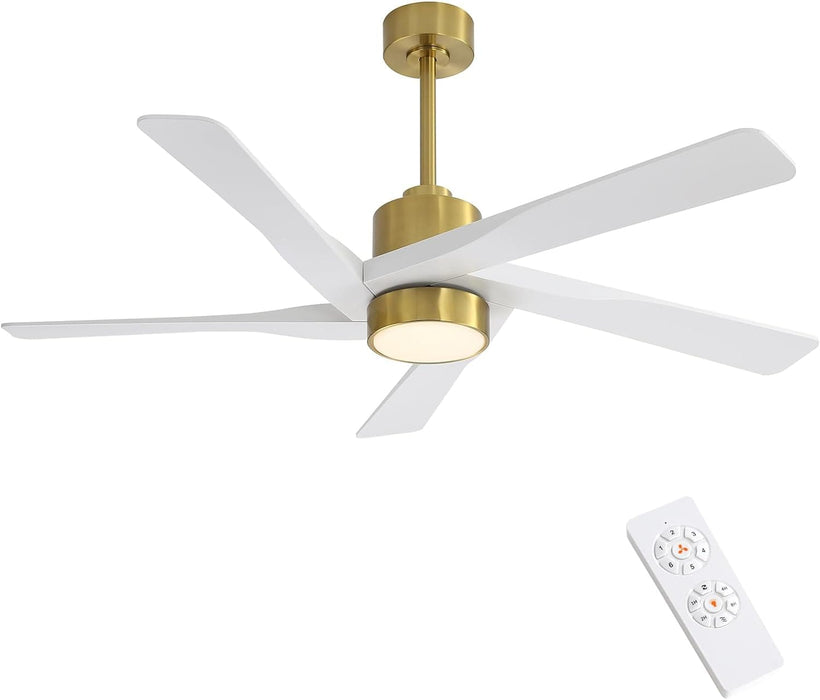 64 in. 5 Blade Remote Control Fan with Light, Nice Ceiling Fans, LED Ceiling Fan for Kitchen Bedroom Living Room, Matte Black Brass Ceiling Fan-25-ErisView