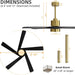 64 in. 5 Blade Remote Control Fan with Light, Nice Ceiling Fans, LED Ceiling Fan for Kitchen Bedroom Living Room, Matte Black Brass Ceiling Fan-4-ErisView