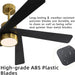 64 in. 5 Blade Remote Control Fan with Light, Nice Ceiling Fans, LED Ceiling Fan for Kitchen Bedroom Living Room, Matte Black Brass Ceiling Fan-7-ErisView