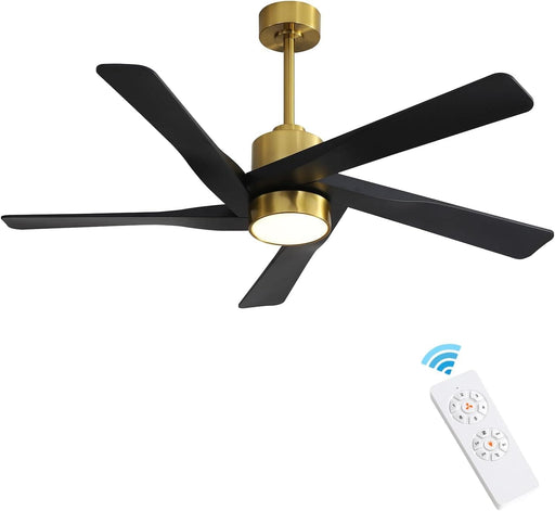 64 in. 5 Blade Remote Control Fan with Light, Nice Ceiling Fans, LED Ceiling Fan for Kitchen Bedroom Living Room, Matte Black Brass Ceiling Fan-1-ErisView