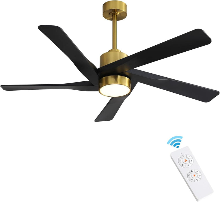 64 in. 5 Blade Remote Control Fan with Light, Nice Ceiling Fans, LED Ceiling Fan for Kitchen Bedroom Living Room, Matte Black Brass Ceiling Fan-1-ErisView