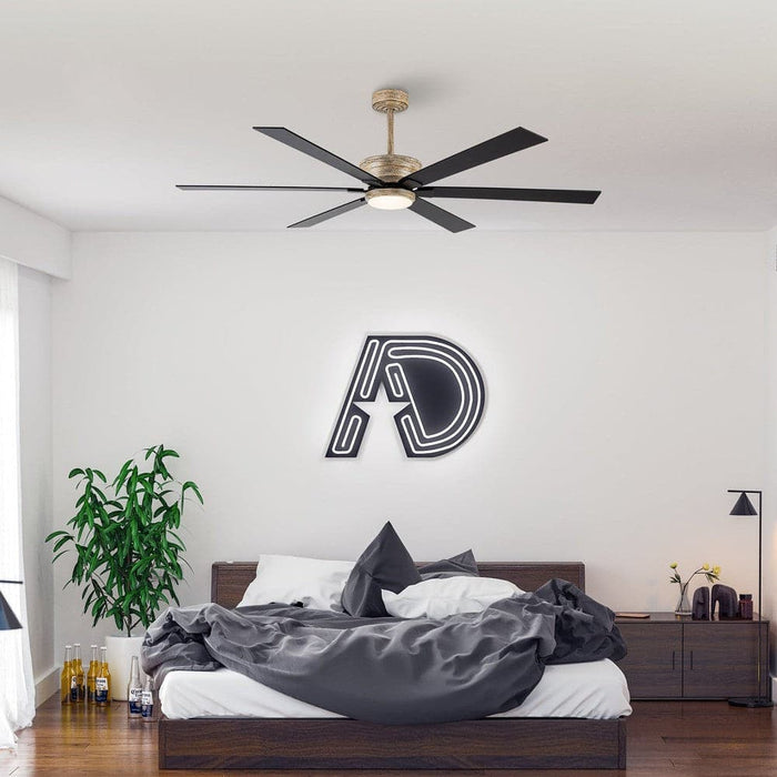 65 in. 6-Blade Large Industrial LED Ceiling Fan, Downrod Mount Reversible Ceiling Fan with LED Light Remote Control-ErisView