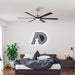65 in. 6-Blade Large Industrial LED Ceiling Fan, Downrod Mount Reversible Ceiling Fan with LED Light Remote Control-ErisView