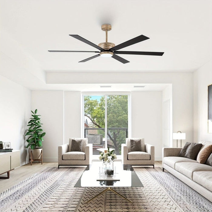 65 in. 6-Blade Large Industrial LED Ceiling Fan, Downrod Mount Reversible Ceiling Fan with LED Light Remote Control-ErisView