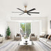 65 in. 6-Blade Large Industrial LED Ceiling Fan, Downrod Mount Reversible Ceiling Fan with LED Light Remote Control-ErisView