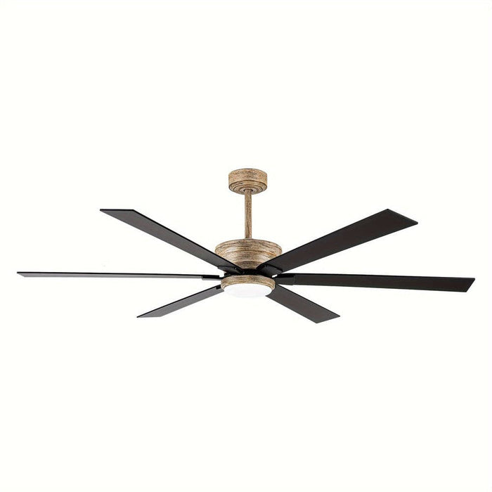 65 in. 6-Blade Large Industrial LED Ceiling Fan, Downrod Mount Reversible Ceiling Fan with LED Light Remote Control-ErisView
