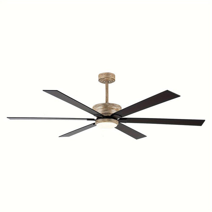 65 in. 6-Blade Large Industrial LED Ceiling Fan, Downrod Mount Reversible Ceiling Fan with LED Light Remote Control-ErisView