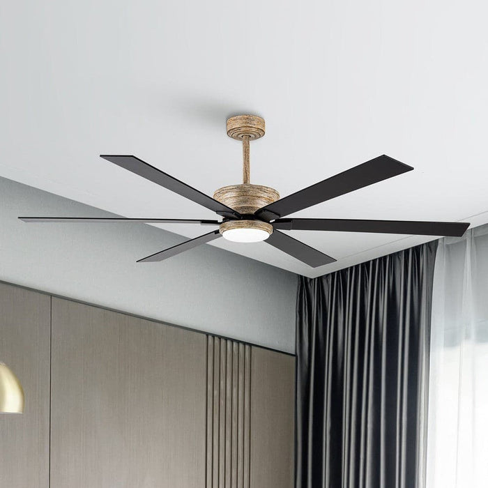 65 in. 6-Blade Large Industrial LED Ceiling Fan, Downrod Mount Reversible Ceiling Fan with LED Light Remote Control-ErisView