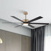 65 in. 6-Blade Large Industrial LED Ceiling Fan, Downrod Mount Reversible Ceiling Fan with LED Light Remote Control-ErisView