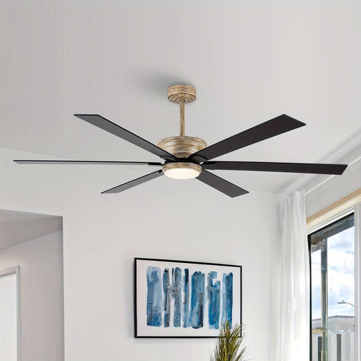 65 in. 6-Blade Large Industrial LED Ceiling Fan, Downrod Mount Reversible Ceiling Fan with LED Light Remote Control-ErisView