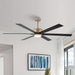 65 in. 6-Blade Large Industrial LED Ceiling Fan, Downrod Mount Reversible Ceiling Fan with LED Light Remote Control-ErisView