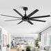 65 in. Black Ceiling Fans without Lights, Modern Farmhouse Ceiling Fan with Remote Control, Quite Reversible Ceiling Fan for Kitchen Living Room Bedroom-2-ErisView