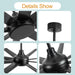 65 in. Black Ceiling Fans without Lights, Modern Farmhouse Ceiling Fan with Remote Control, Quite Reversible Ceiling Fan for Kitchen Living Room Bedroom-4-ErisView