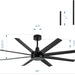 65 in. Black Ceiling Fans without Lights, Modern Farmhouse Ceiling Fan with Remote Control, Quite Reversible Ceiling Fan for Kitchen Living Room Bedroom-7-ErisView