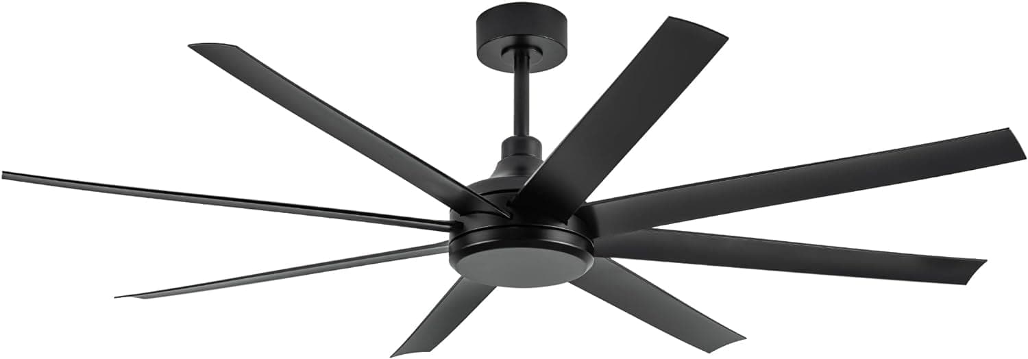 65 in. Black Ceiling Fans without Lights, Modern Farmhouse Ceiling Fan with Remote Control, Quite Reversible Ceiling Fan for Kitchen Living Room Bedroom-1-ErisView