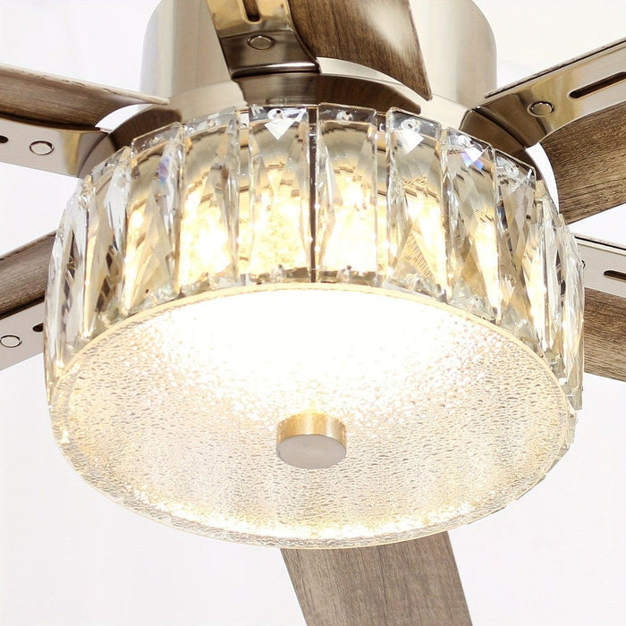 65 in. Ceiling Fan with LED Light, 6-Blade Large Crystal Ceiling Fan with Remote Control for Living Room-ErisView