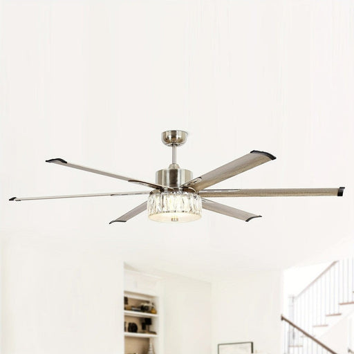 65 in. Ceiling Fan with LED Light, 6-Blade Large Crystal Ceiling Fan with Remote Control for Living Room-ErisView