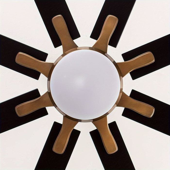 65 in. Industrial Downrod Mount LED Ceiling Fan with Light and Remote Control, 8-Blade Large Gold Ceiling Fan-ErisView