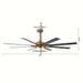 65 in. Industrial Downrod Mount LED Ceiling Fan with Light and Remote Control, 8-Blade Large Gold Ceiling Fan-ErisView