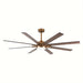 65 in. Industrial Downrod Mount LED Ceiling Fan with Light and Remote Control, 8-Blade Large Gold Ceiling Fan-ErisView