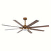 65 in. Industrial Downrod Mount LED Ceiling Fan with Light and Remote Control, 8-Blade Large Gold Ceiling Fan-ErisView