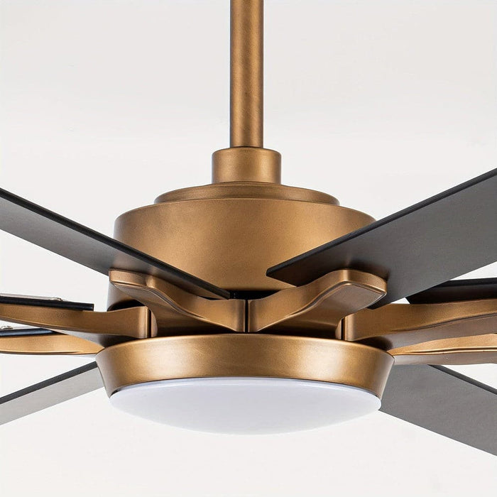 65 in. Industrial Downrod Mount LED Ceiling Fan with Light and Remote Control, 8-Blade Large Gold Ceiling Fan-ErisView