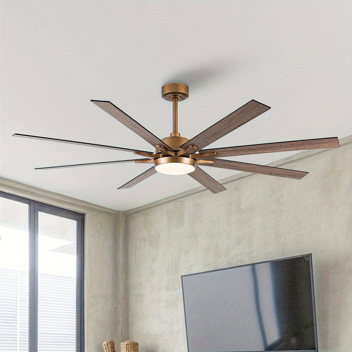 65 in. Large 8-Blade Industrial Living Room Ceiling Fan, Black Downrod Mount Ceiling Fan with LED Light Kit and Remote Control for Bedroom-ErisView