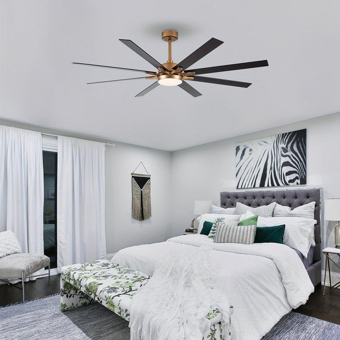 65 in. Large 8-Blade Industrial Living Room Ceiling Fan, Black Downrod Mount Ceiling Fan with LED Light Kit and Remote Control for Bedroom-ErisView