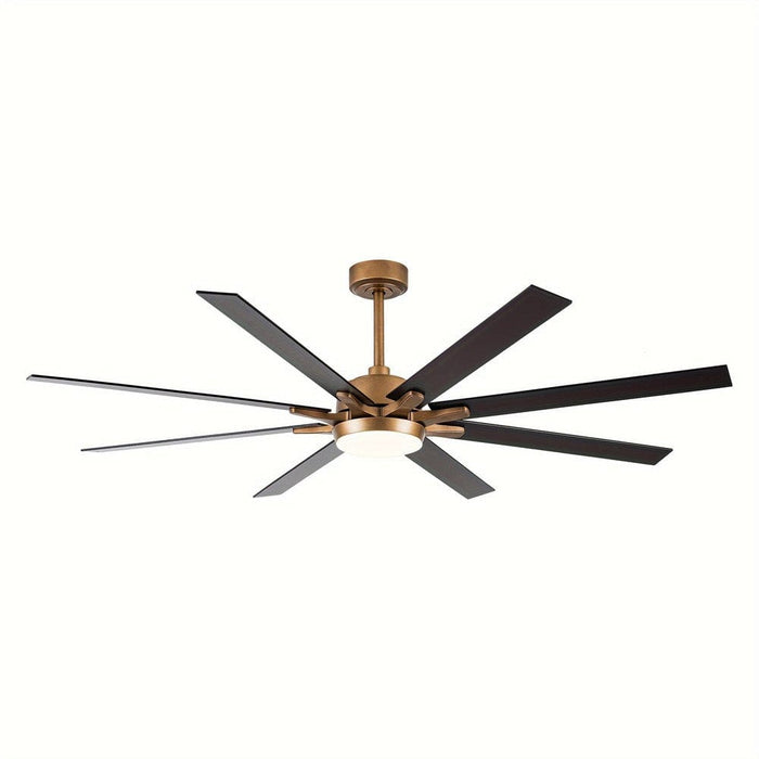 65 in. Large 8-Blade Industrial Living Room Ceiling Fan, Black Downrod Mount Ceiling Fan with LED Light Kit and Remote Control for Bedroom-ErisView