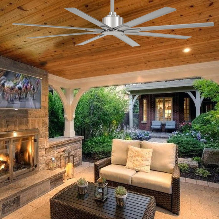 65 in. Outdoor LED Ceiling Fan and Light, Elegant Ceiling Fans, Silver Brushed Nickel Ceiling Fan-6-ErisView