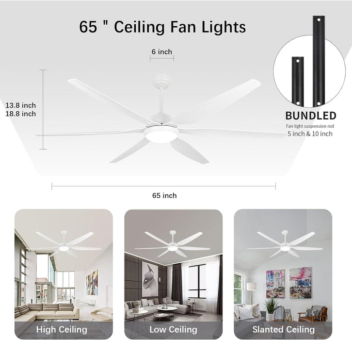65 in. Outdoor LED Ceiling Fan with Light and Remote, Quiet Ceiling Fans with Lights, Big Farmhouse Outdoor Patio Ceiling Fan-2-ErisView