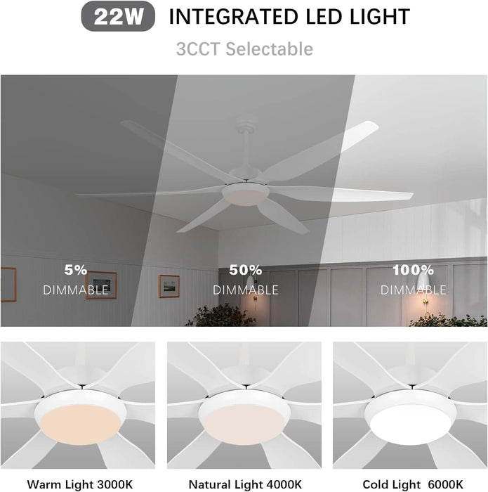 65 in. Outdoor LED Ceiling Fan with Light and Remote, Quiet Ceiling Fans with Lights, Big Farmhouse Outdoor Patio Ceiling Fan-4-ErisView