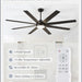 65 in. Remote Control Ceiling Fan and Light, Black Ceiling Fan for Living Room Bedroom, Outdoor Fan for Patio, Exterior Fans-2-ErisView
