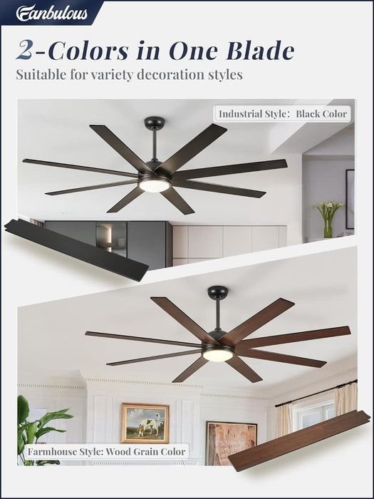 65 in. Remote Control Ceiling Fan and Light, Black Ceiling Fan for Living Room Bedroom, Outdoor Fan for Patio, Exterior Fans-4-ErisView