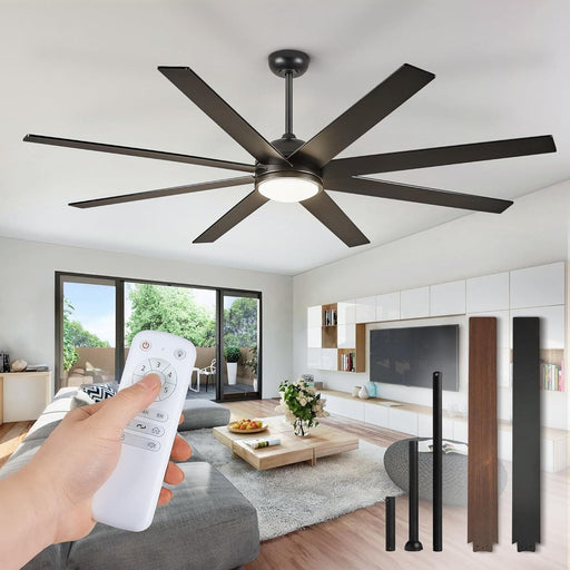 65 in. Remote Control Ceiling Fan and Light, Black Ceiling Fan for Living Room Bedroom, Outdoor Fan for Patio, Exterior Fans-1-ErisView