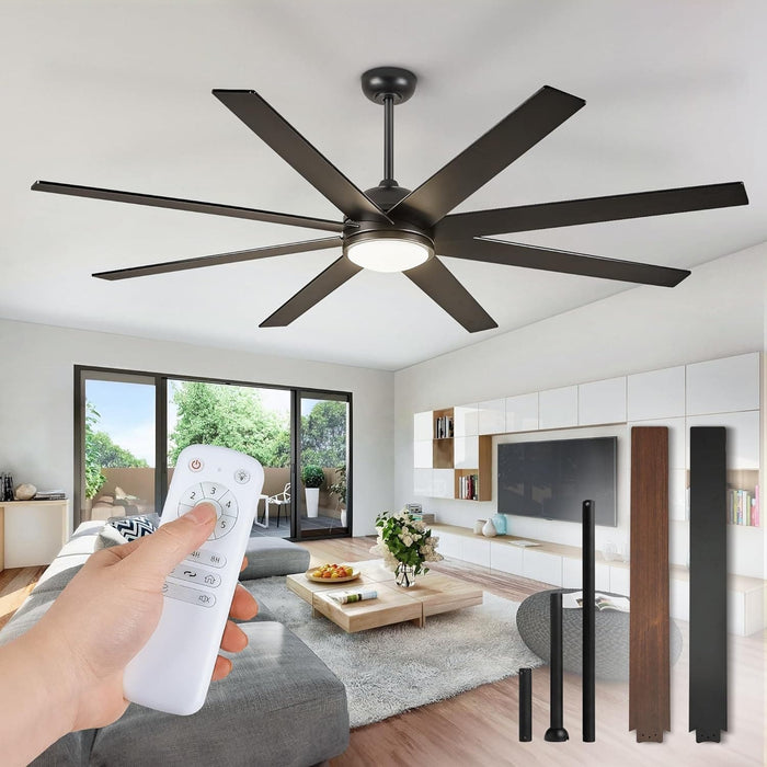65 in. Remote Control Ceiling Fan and Light, Black Ceiling Fan for Living Room Bedroom, Outdoor Fan for Patio, Exterior Fans-1-ErisView