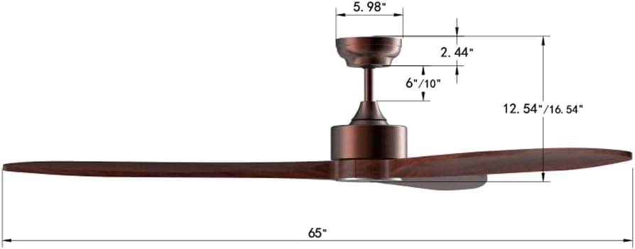 65 in. Smart Large Outdoor Fan, Remote Ceiling Fan with Light, Farmhouse Walnut Reversible DC Ceiling Fan, Propeller Ceiling Fan for Patio Living Room-24-ErisView