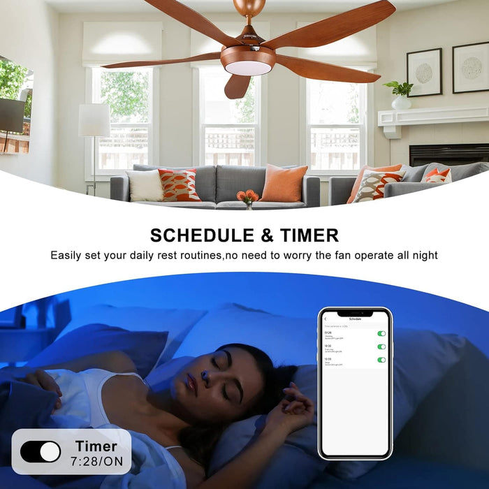 65 in. Smart Large Outdoor Fan, Remote Ceiling Fan with Light, Farmhouse Walnut Reversible DC Ceiling Fan, Propeller Ceiling Fan for Patio Living Room-41-ErisView