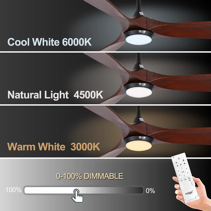 65 in. Smart Large Outdoor Fan, Remote Ceiling Fan with Light, Farmhouse Walnut Reversible DC Ceiling Fan, Propeller Ceiling Fan for Patio Living Room-45-ErisView