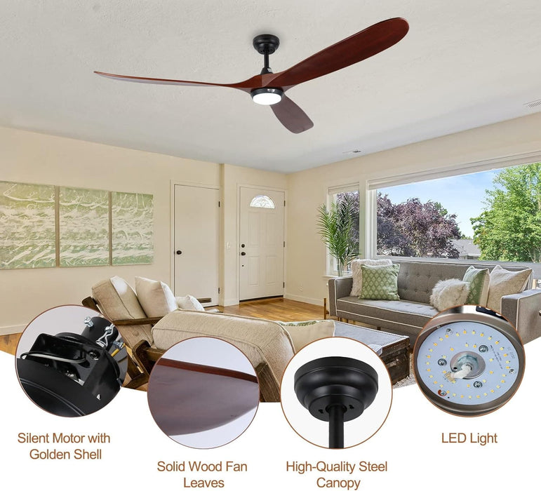 65 in. Smart Large Outdoor Fan, Remote Ceiling Fan with Light, Farmhouse Walnut Reversible DC Ceiling Fan, Propeller Ceiling Fan for Patio Living Room-46-ErisView