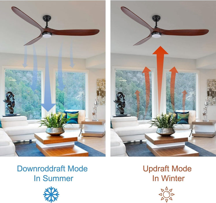 65 in. Smart Large Outdoor Fan, Remote Ceiling Fan with Light, Farmhouse Walnut Reversible DC Ceiling Fan, Propeller Ceiling Fan for Patio Living Room-48-ErisView