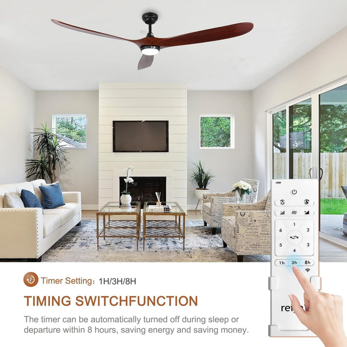 65 in. Smart Large Outdoor Fan, Remote Ceiling Fan with Light, Farmhouse Walnut Reversible DC Ceiling Fan, Propeller Ceiling Fan for Patio Living Room-49-ErisView