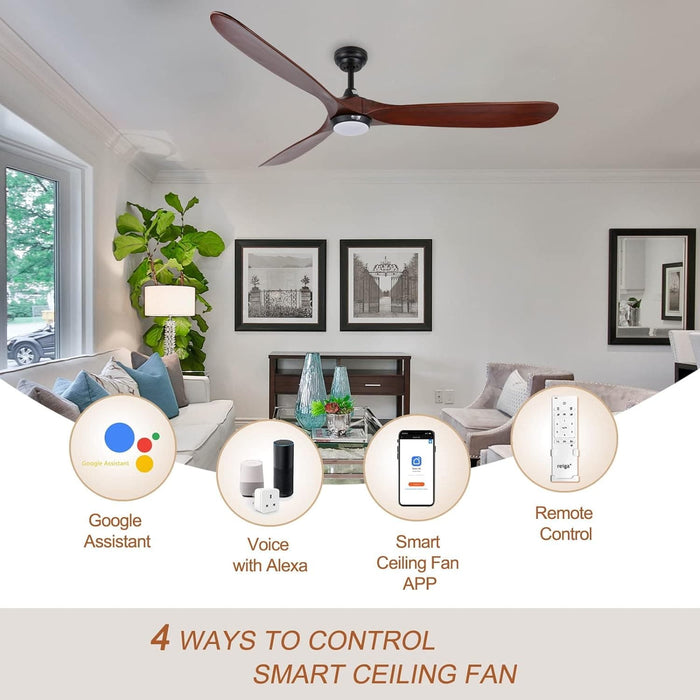 65 in. Smart Large Outdoor Fan, Remote Ceiling Fan with Light, Farmhouse Walnut Reversible DC Ceiling Fan, Propeller Ceiling Fan for Patio Living Room-50-ErisView