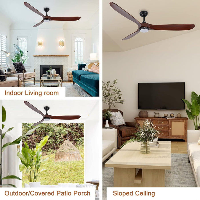 65 in. Smart Large Outdoor Fan, Remote Ceiling Fan with Light, Farmhouse Walnut Reversible DC Ceiling Fan, Propeller Ceiling Fan for Patio Living Room-52-ErisView